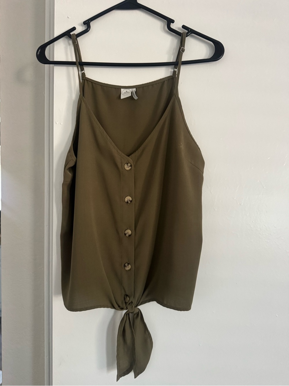 OLIVE Tie-Front Button Cami Tank Top - Women